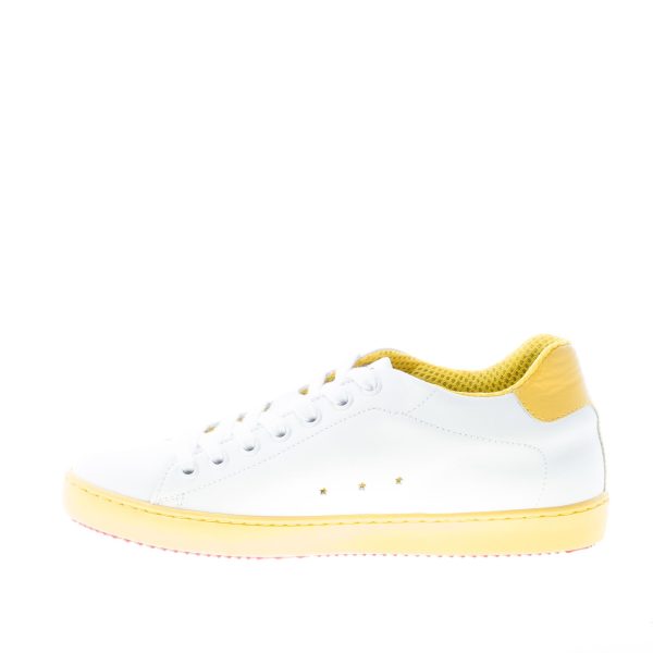 ISHIKAWA donna sneaker bassa in pelle BIANCO più giallo con ricamo serpente - immagine 5