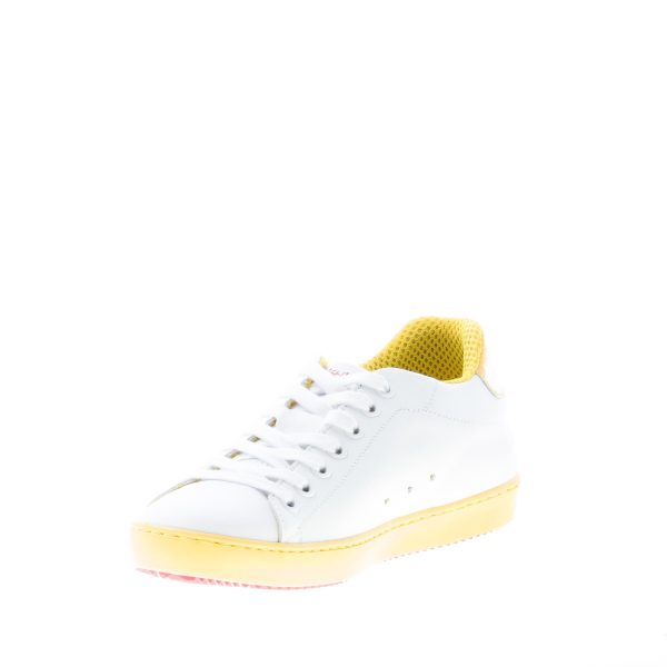 ISHIKAWA donna sneaker bassa in pelle BIANCO più giallo con ricamo serpente - immagine 6