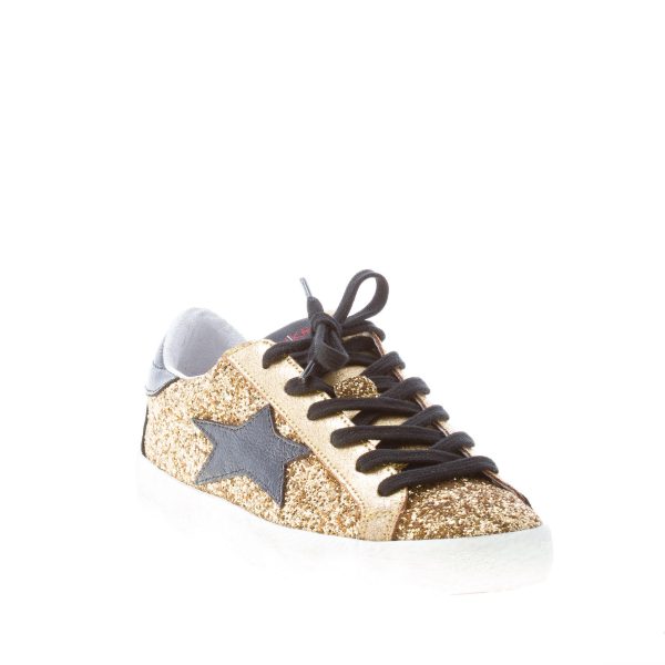 ISHIKAWA donna sneaker bassa in pelle e tessuto glitter ORO più nero - immagine 2