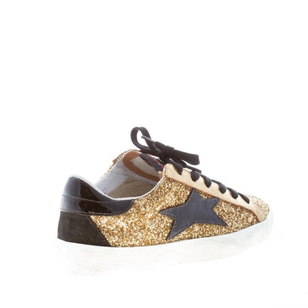 ISHIKAWA donna sneaker bassa in pelle e tessuto glitter ORO più nero - immagine 3