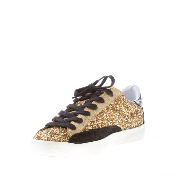 ISHIKAWA donna sneaker bassa in pelle e tessuto glitter ORO più nero - immagine 6