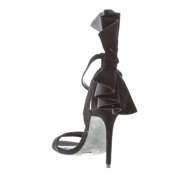 KENDALL + KYLE sandalo Eve in camoscio NERO con largo fiocco posteriore. Tacco 10 cm - immagine 4