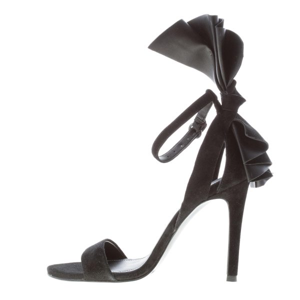 KENDALL + KYLE sandalo Eve in camoscio NERO con largo fiocco posteriore. Tacco 10 cm - immagine 5