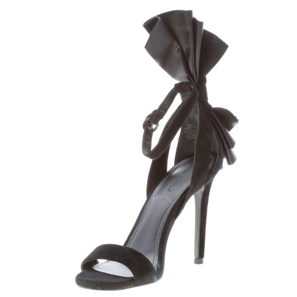 KENDALL + KYLE sandalo Eve in camoscio NERO con largo fiocco posteriore. Tacco 10 cm - immagine 6