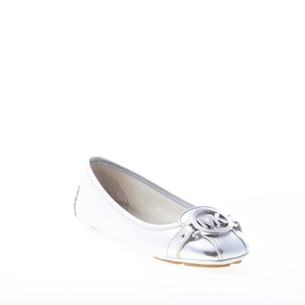MICHAEL KORS donna ballerina Fulton in pelle saffiano ARGENTO con placca logo - immagine 2