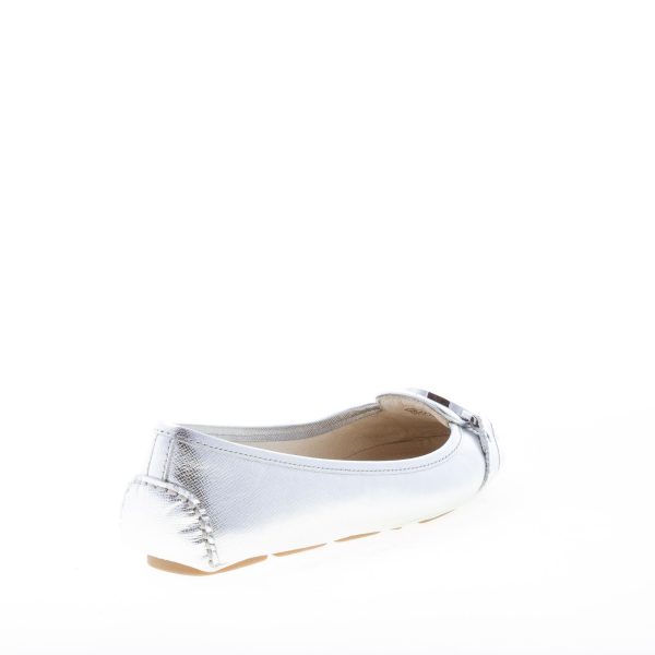 MICHAEL KORS donna ballerina Fulton in pelle saffiano ARGENTO con placca logo - immagine 3