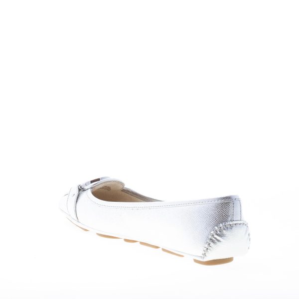 MICHAEL KORS donna ballerina Fulton in pelle saffiano ARGENTO con placca logo - immagine 4