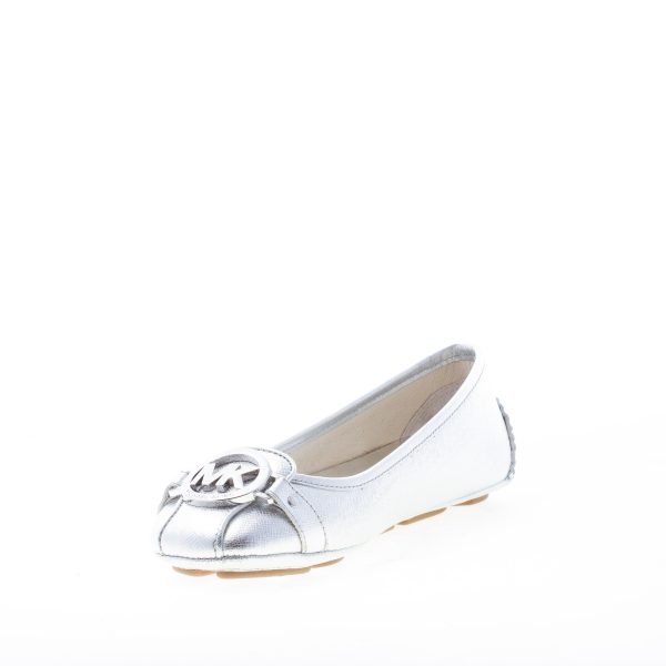 MICHAEL KORS donna ballerina Fulton in pelle saffiano ARGENTO con placca logo - immagine 6