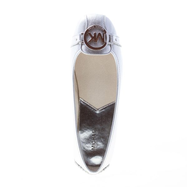 MICHAEL KORS donna ballerina Fulton in pelle saffiano ARGENTO con placca logo - immagine 7