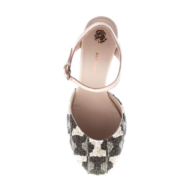 MALI'PARMI donna scarpa chiusa con micro-perline BIANCO e NERO. Tacco 10 cm - immagine 7