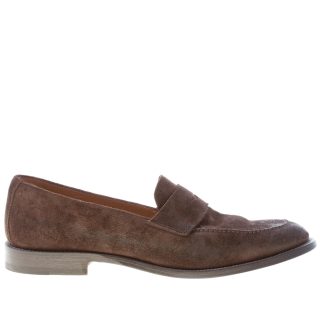 MIGLIORE uomo mocassino penny in camoscio anticato MARRONE
