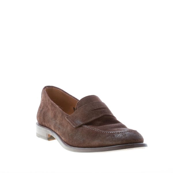 MIGLIORE uomo mocassino penny in camoscio anticato MARRONE - immagine 2