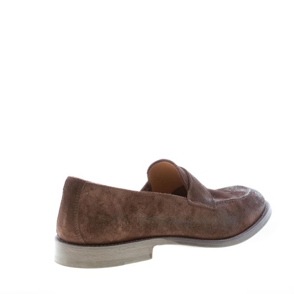 MIGLIORE uomo mocassino penny in camoscio anticato MARRONE - immagine 3