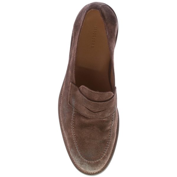 MIGLIORE uomo mocassino penny in camoscio anticato MARRONE - immagine 7
