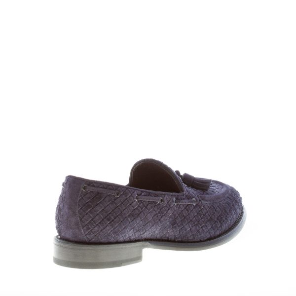 ORTIGNI uomo mocassino Goodyear in camoscio intrecciato BLU con nappine - immagine 3