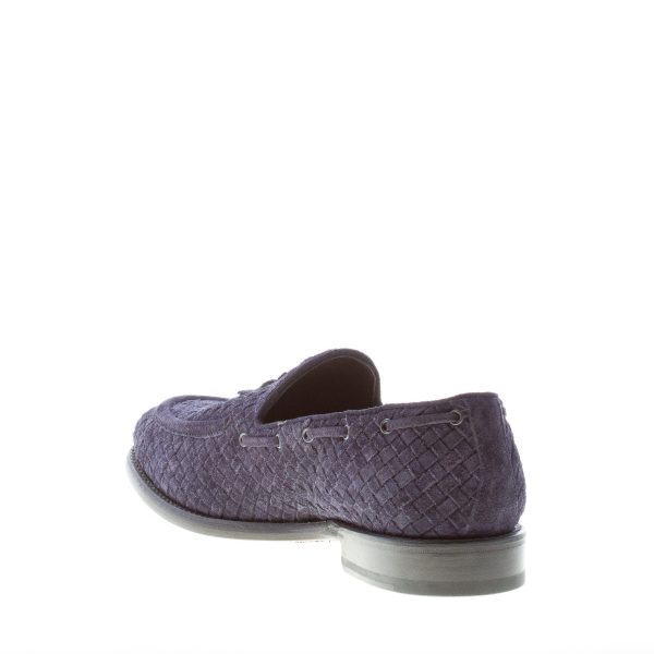 ORTIGNI uomo mocassino Goodyear in camoscio intrecciato BLU con nappine - immagine 4