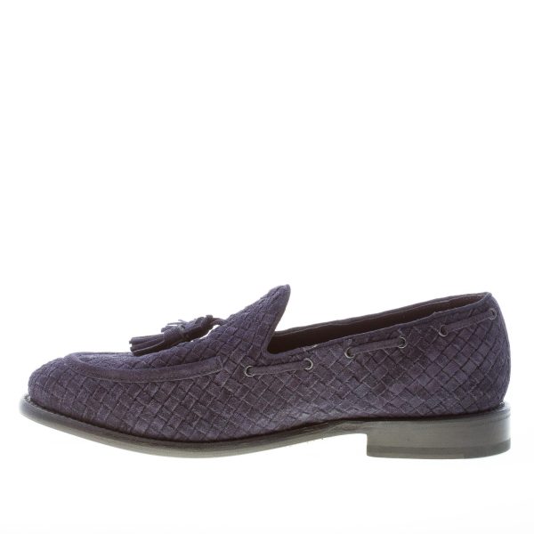 ORTIGNI uomo mocassino Goodyear in camoscio intrecciato BLU con nappine - immagine 5