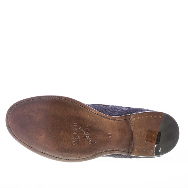 ORTIGNI uomo mocassino Goodyear in camoscio intrecciato BLU con nappine - immagine 8