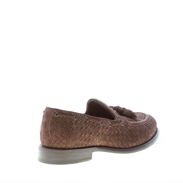 ORTIGNI uomo mocassino Goodyear in camoscio intrecciato TESTA DI MORO con nappine - immagine 3