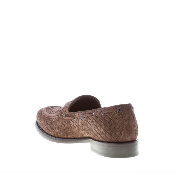 ORTIGNI uomo mocassino Goodyear in camoscio intrecciato TESTA DI MORO con nappine - immagine 4