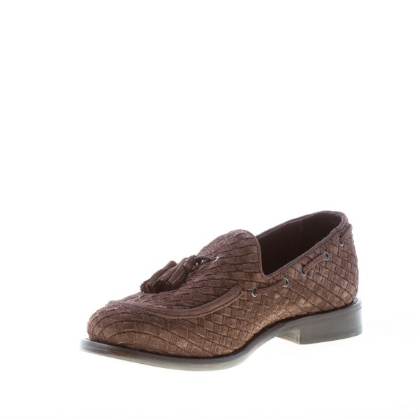ORTIGNI uomo mocassino Goodyear in camoscio intrecciato TESTA DI MORO con nappine - immagine 6