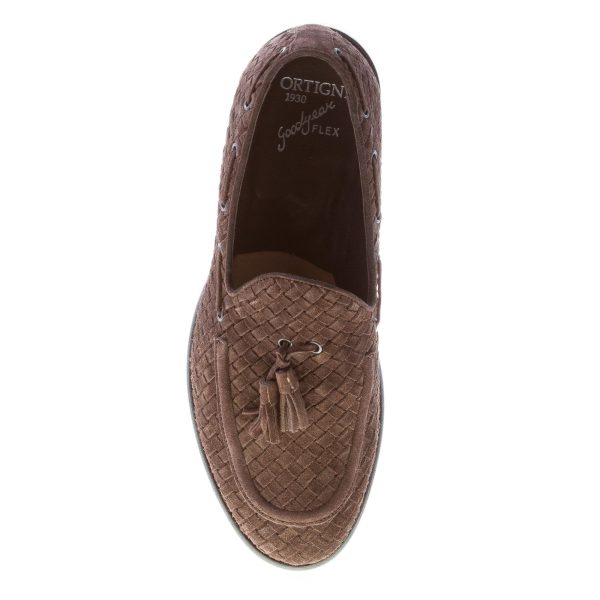 ORTIGNI uomo mocassino Goodyear in camoscio intrecciato TESTA DI MORO con nappine - immagine 7