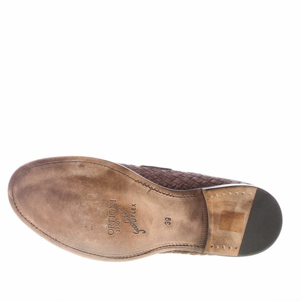 ORTIGNI uomo mocassino Goodyear in camoscio intrecciato TESTA DI MORO con nappine - immagine 8