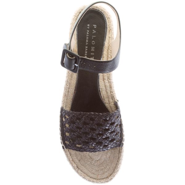 PALOMITAS donna sandalo in pelle NERO con fascia perforata. Zeppa 3,5 cm - immagine 7