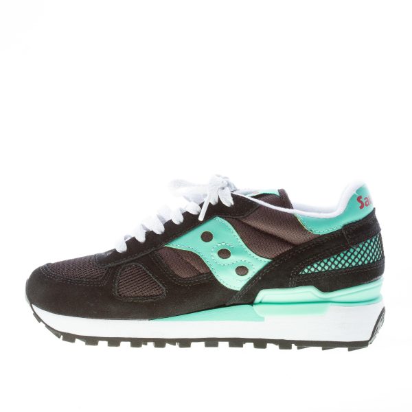 SAUCONY donna sneaker Shadow Original in camoscio e tessuto NERO più VERDE acqua - immagine 5