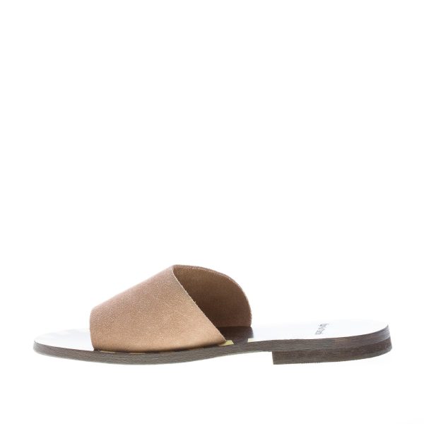 TIPI E TACCHI sandalo ciabatta bassa in camoscio TORTORA con bottone. Suola cuoio - immagine 5