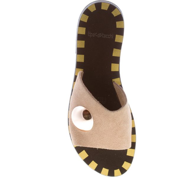 TIPI E TACCHI sandalo ciabatta bassa in camoscio TORTORA con bottone. Suola cuoio - immagine 7