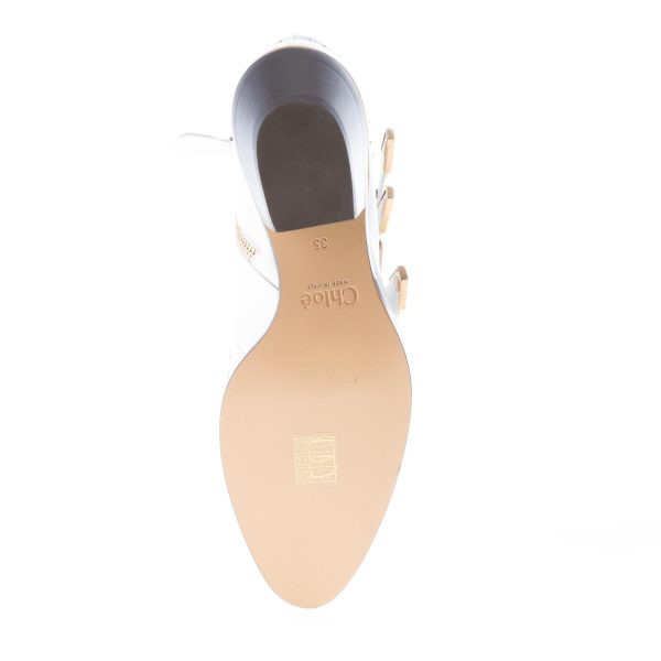 CHLOE' donna stivaletto Susanna in nappa BIANCO con borchie e fibbie oro. Tacco 3 cm - immagine 8