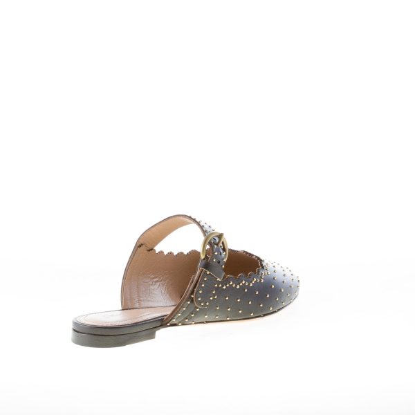 CHLOE' donna sabot Lauren in nappa NERO con borchiette dorate e cinturino - immagine 3