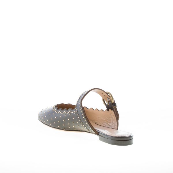 CHLOE' donna sabot Lauren in nappa NERO con borchiette dorate e cinturino - immagine 4