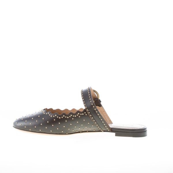 CHLOE' donna sabot Lauren in nappa NERO con borchiette dorate e cinturino - immagine 5