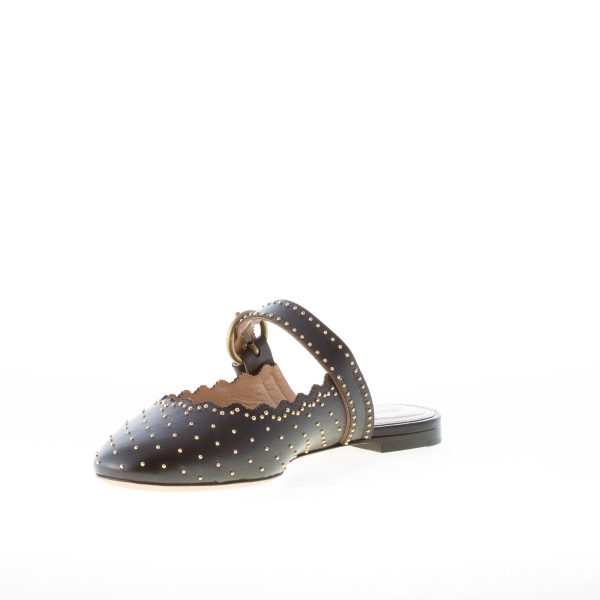 CHLOE' donna sabot Lauren in nappa NERO con borchiette dorate e cinturino - immagine 6