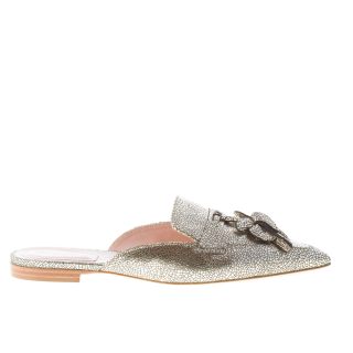 ALBERTA FERRETTI donna sabot Mia in pelle laminata craquelé ORO con charms banana