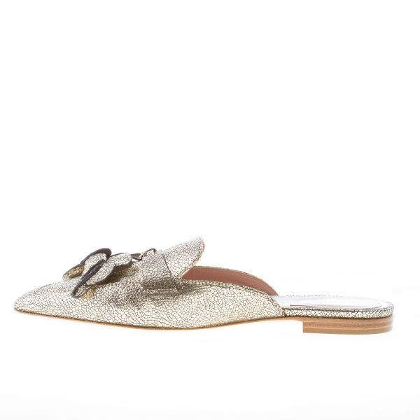 ALBERTA FERRETTI donna sabot Mia in pelle laminata craquelé ORO con charms banana - immagine 5
