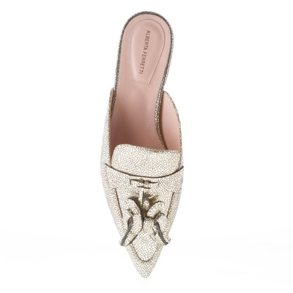 ALBERTA FERRETTI donna sabot Mia in pelle laminata craquelé ORO con charms banana - immagine 7