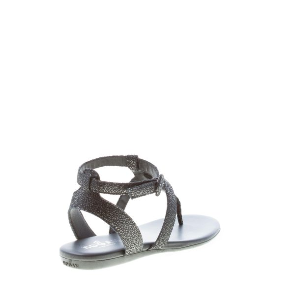 HOGAN donna sandalo infradito in suede shiny NERO con stampa effetto glitter - immagine 3