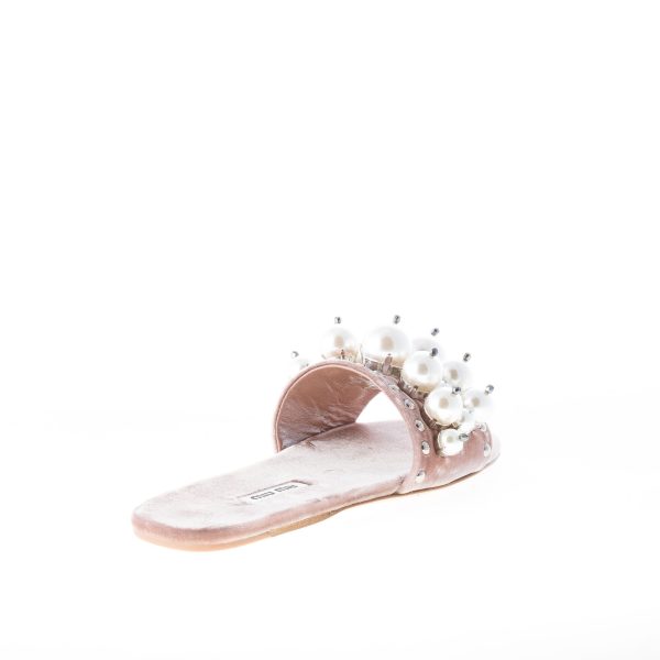 MIU MIU donna sandalo slide in velluto CAMEO con perle - immagine 3
