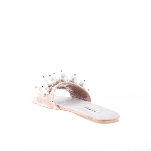 MIU MIU donna sandalo slide in velluto CAMEO con perle - immagine 4