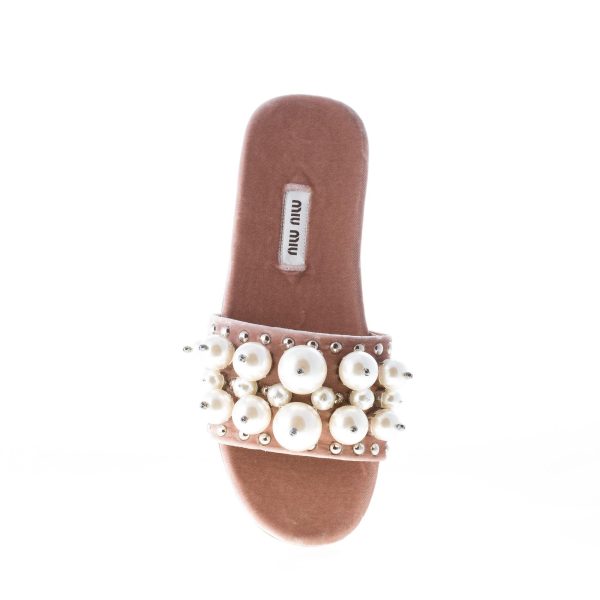 MIU MIU donna sandalo slide in velluto CAMEO con perle - immagine 7