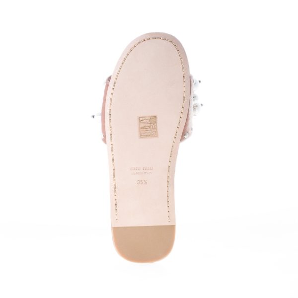 MIU MIU donna sandalo slide in velluto CAMEO con perle - immagine 8