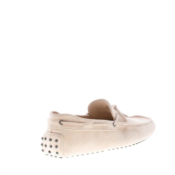 TOD'S uomo mocassino in camoscio BEIGE con laccetto. Suola gommini - immagine 3