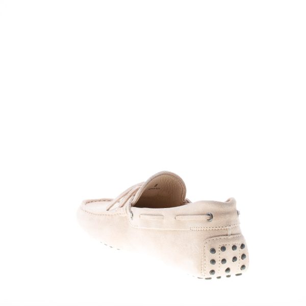TOD'S uomo mocassino in camoscio BEIGE con laccetto. Suola gommini - immagine 4