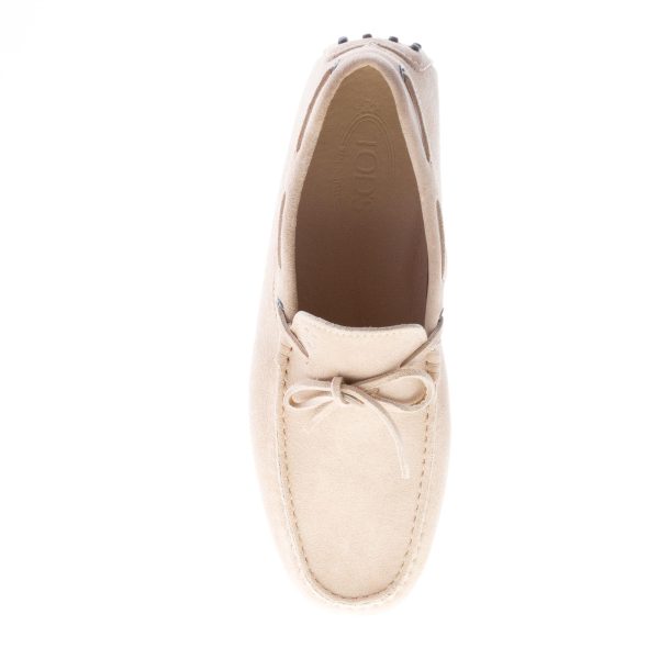 TOD'S uomo mocassino in camoscio BEIGE con laccetto. Suola gommini - immagine 7