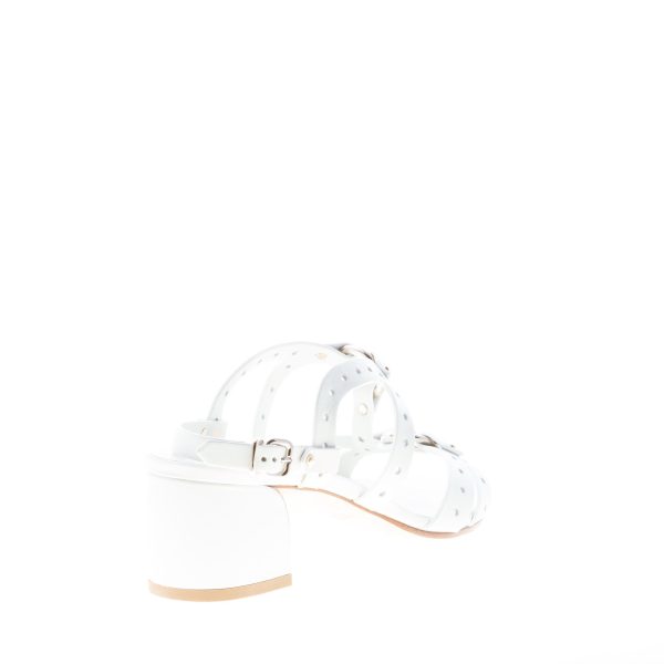 TOD'S donna sandalo in pelle BIANCO con fori decorativi. Tacco 5,5 cm - immagine 3