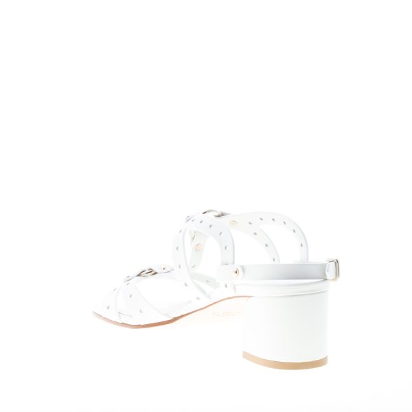 TOD'S donna sandalo in pelle BIANCO con fori decorativi. Tacco 5,5 cm - immagine 4