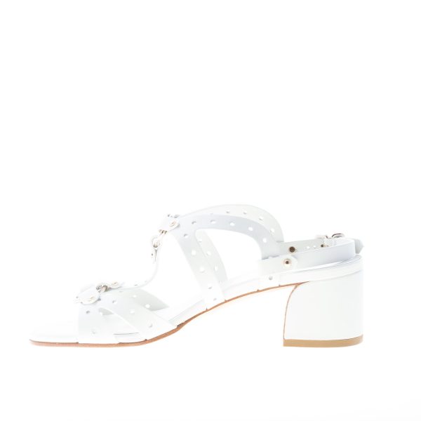TOD'S donna sandalo in pelle BIANCO con fori decorativi. Tacco 5,5 cm - immagine 5